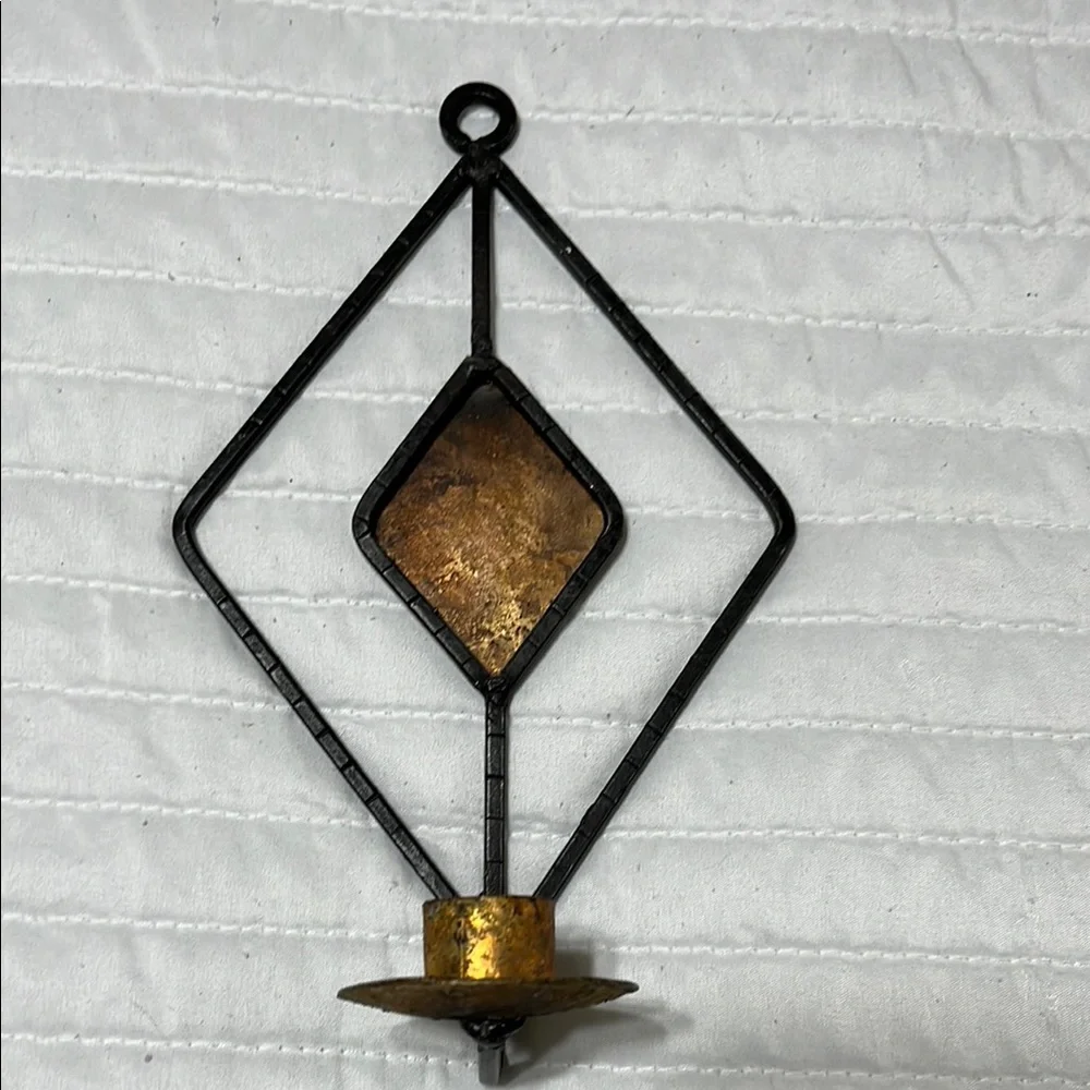 Geometric Black and Gold Wall Candle Holders - Picture 2 of 3